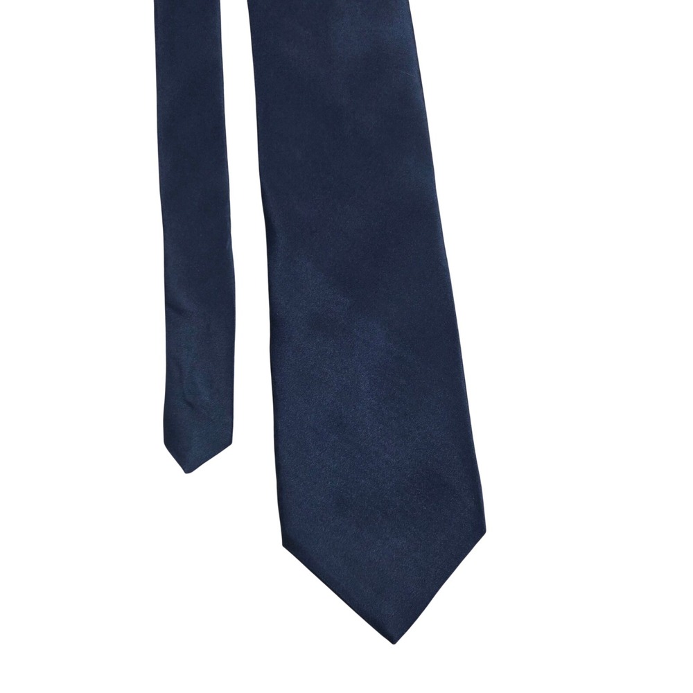 Zylos George Machado Mens Navy Blue 100% Silk Solid Necktie Formal Business Tie